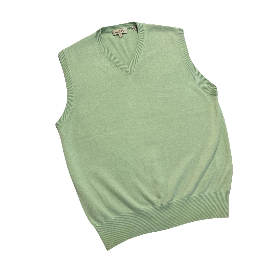 Peter Millar LARGE Mint GREEN Silk Cashmere Blnd Golf Sweater Vest Mens EUC Soft